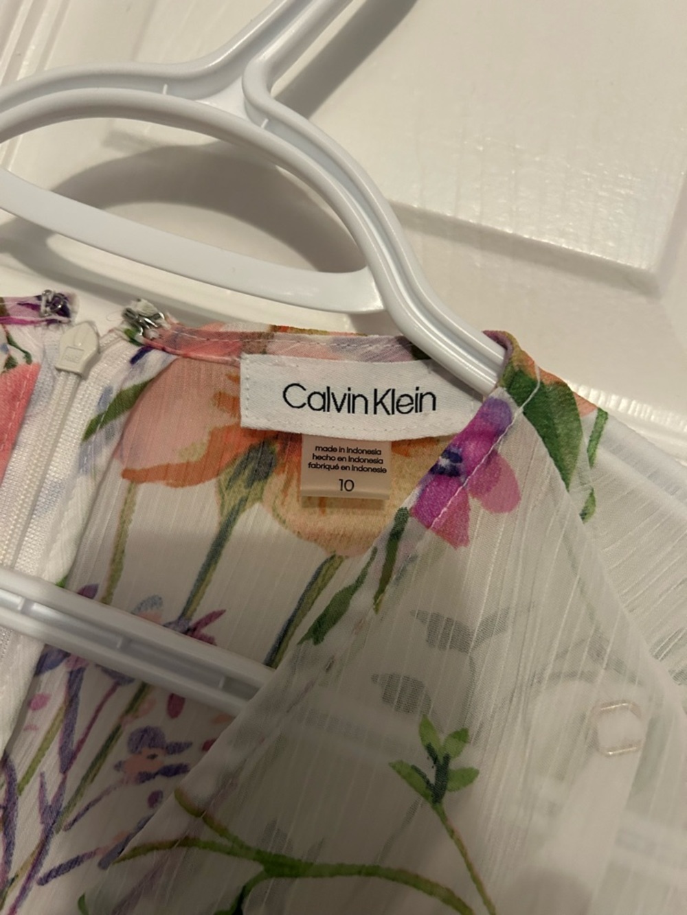 Calvin Klein White Maxi Dress with Pink, Orange & Purple Floral Print - Picture 4 of 5